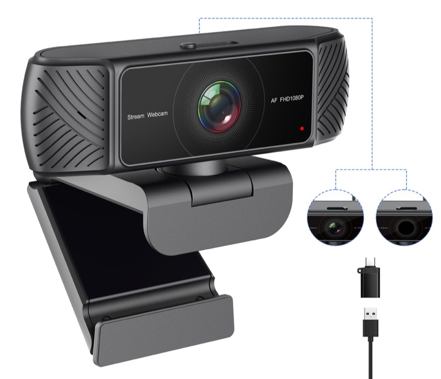 Streaming Webcam for PC - 1080P HD Webcam with Microphone, Privacy Cover, AutoFocus, Noise Cancellation, Auto Light Correction, USB Computer Web Camera, Plug and Play, for Laptop, Desktop, Mac